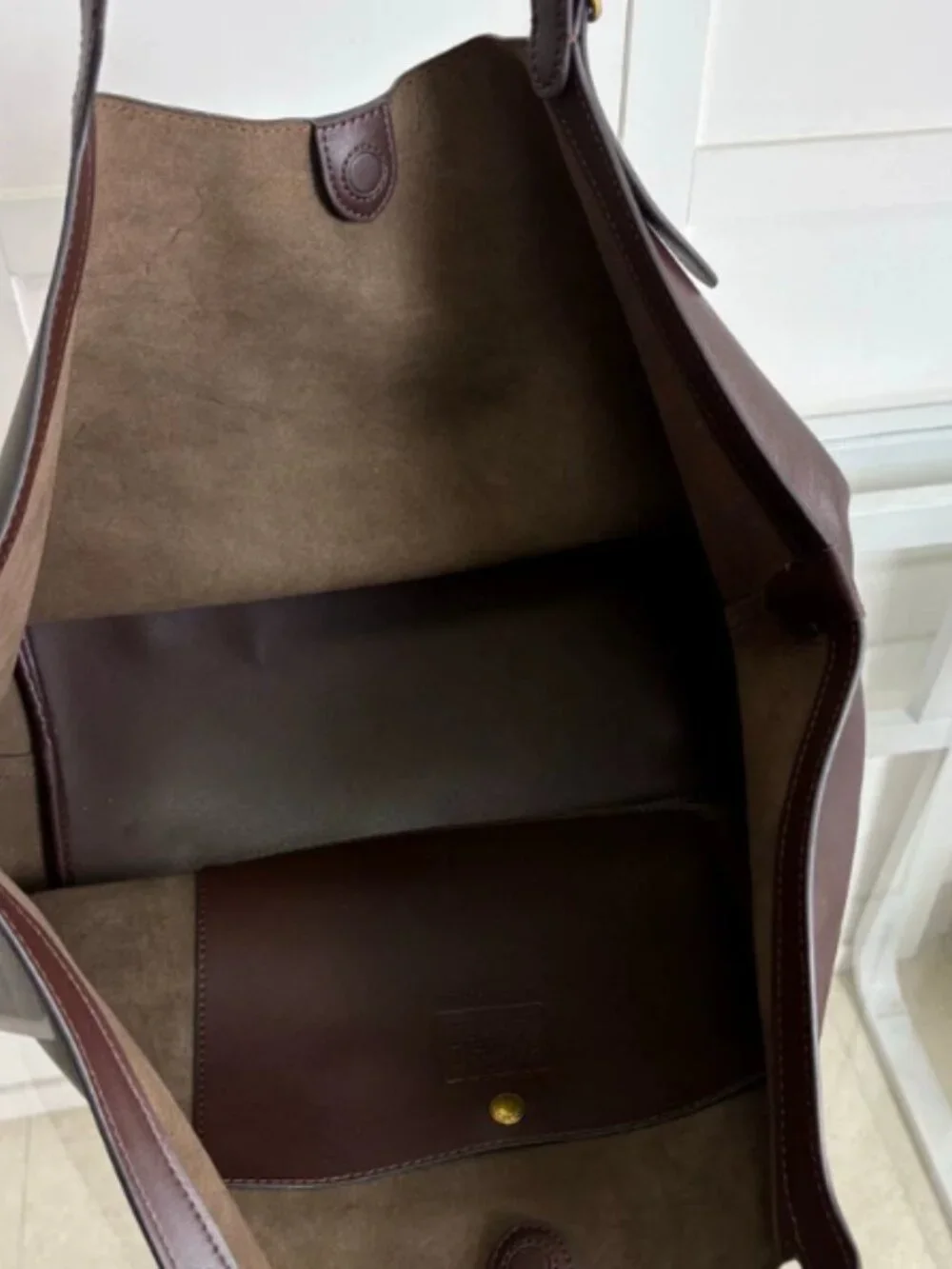 Vintage Brown Leather Tote Purse Elegant Work Bag
